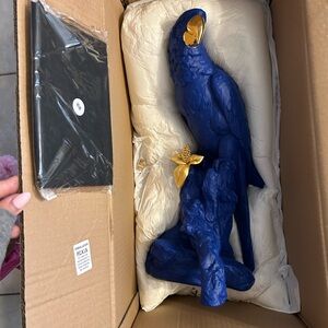 Lladro macaw bird sculpture blue gold new